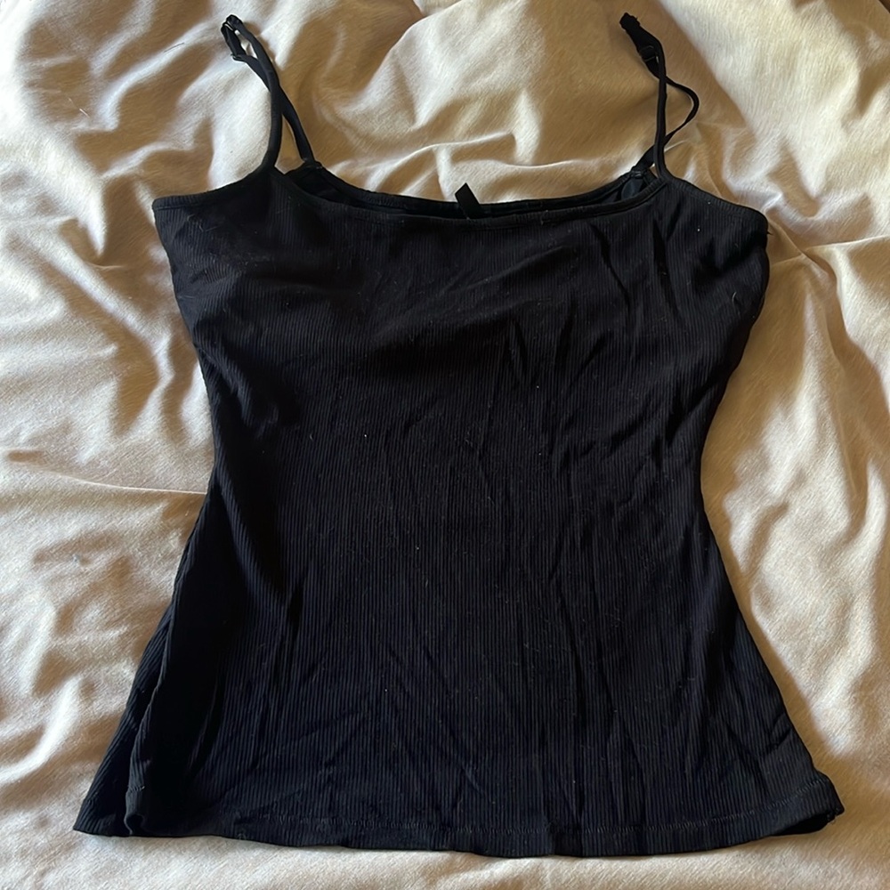 Skims black ribbed tank top